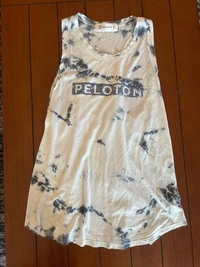 Peloton White and Navy Tie-Dye Logo Tank